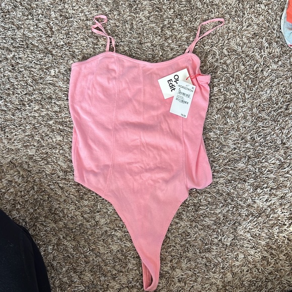 NWT Open Edit Nordstrom Pink Ribbed Body Suit - Picture 2 of 3
